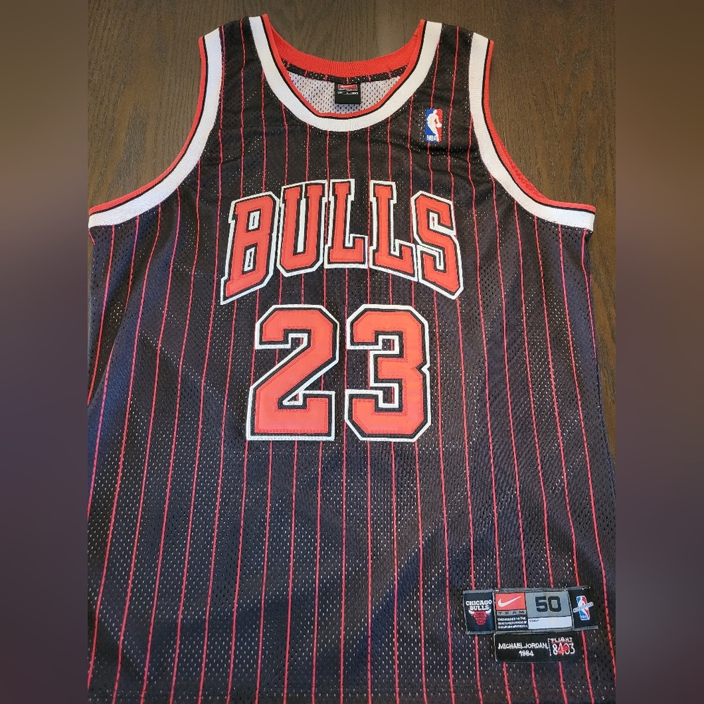 Nike Michael Jordan Black Pinstripe Jersey